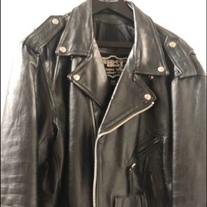โFirstโ Genuine Leather Motorcycle Jacket